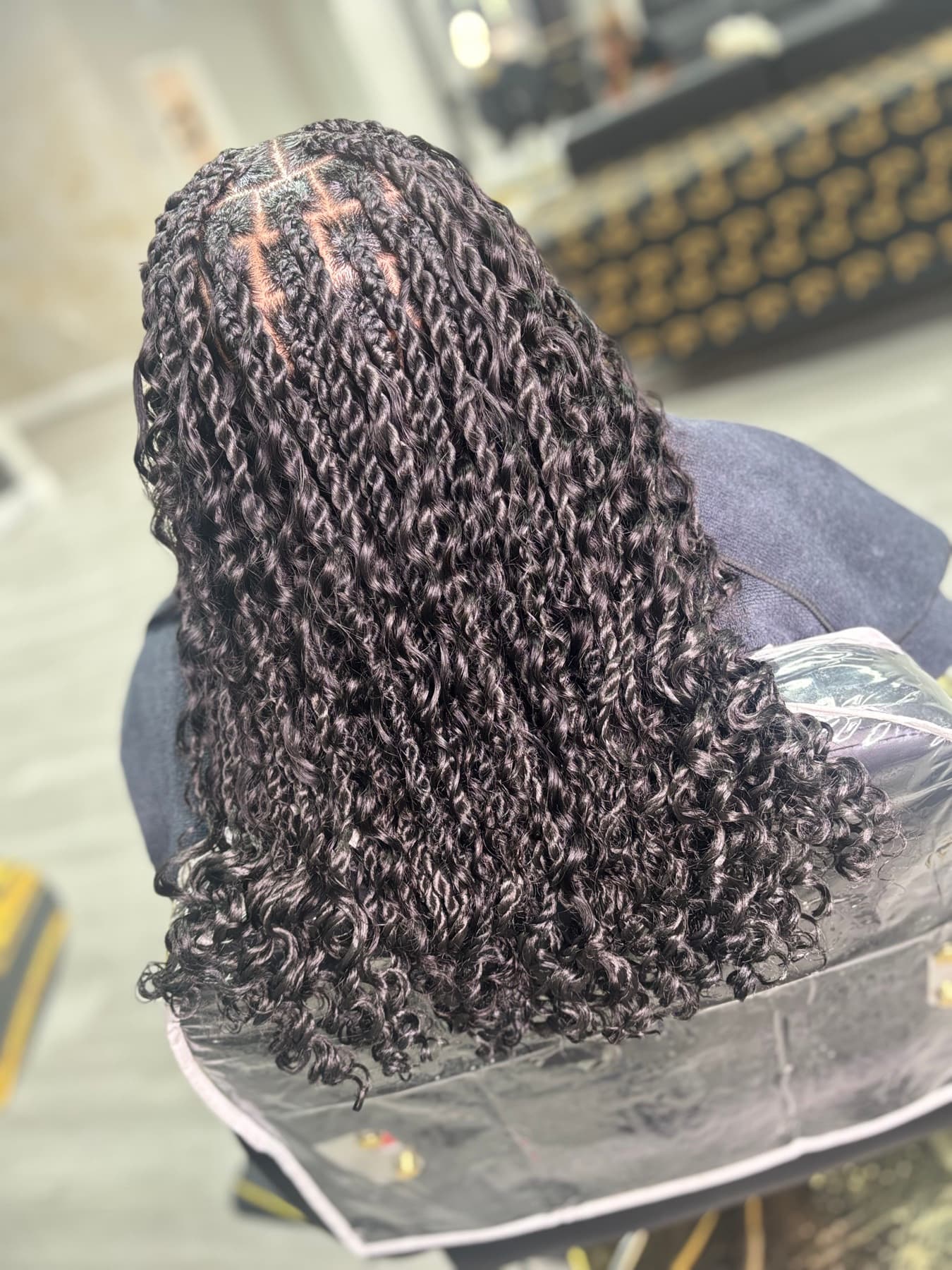 Black boho twists with curly ends