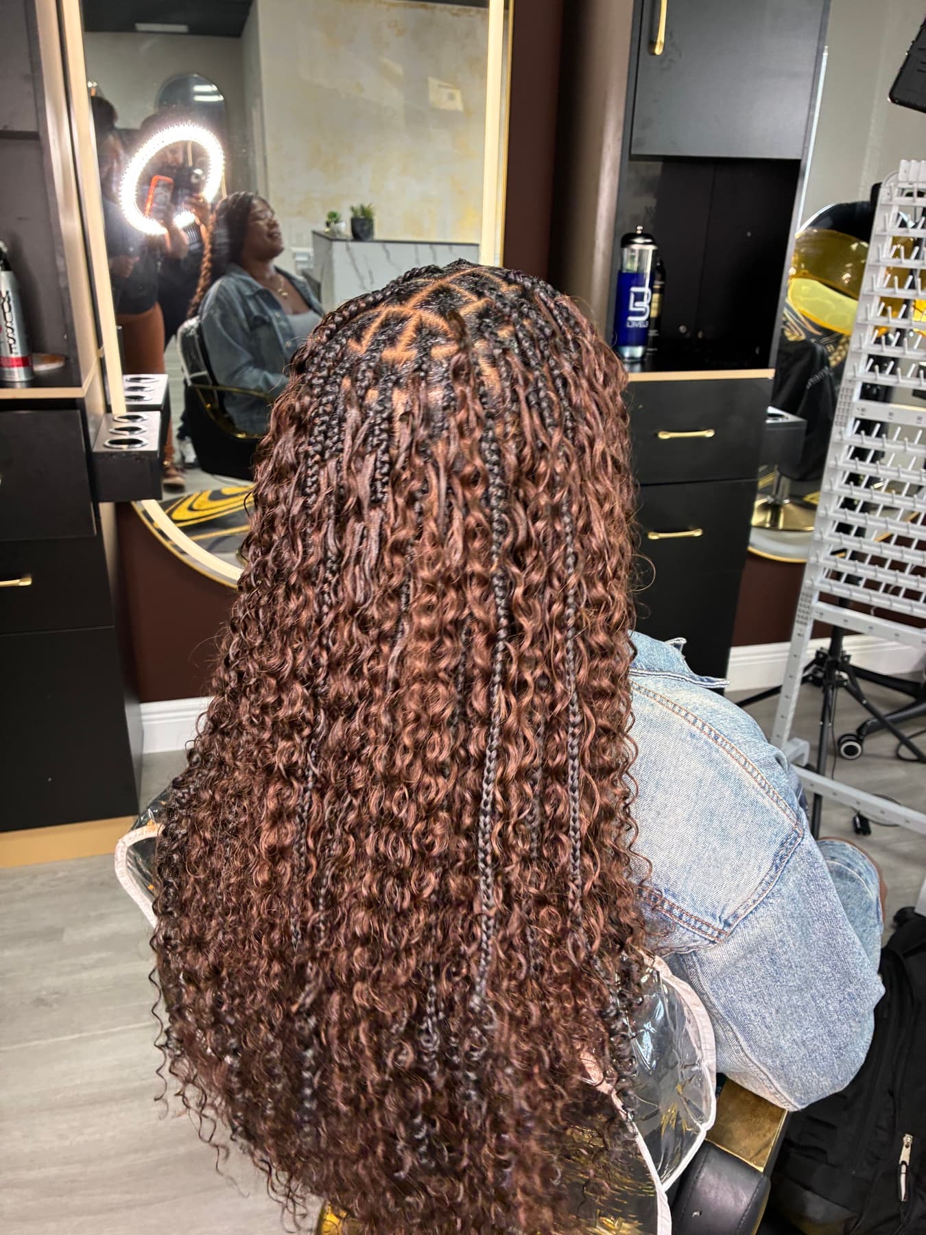 Brunette boho curls with braided details